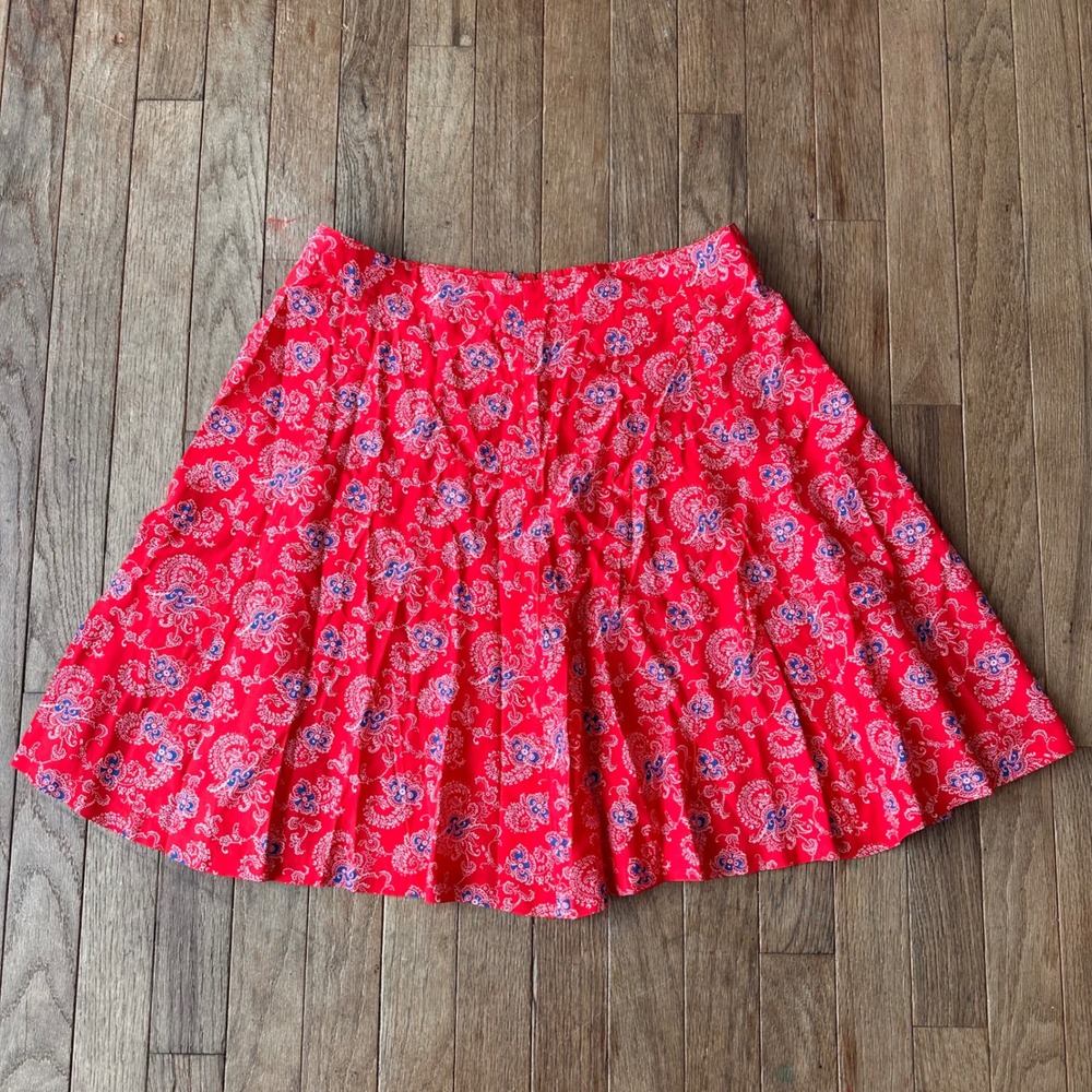 Vintage 90s Gap Skirt Southwest Size 12 Paisley Pleated Red Casual Festival Boho